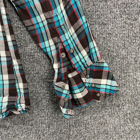 Ariat Pendleton Shirt Womens S Plaid Metal Snap On Studded Western Ranch Grunge - Picture 5 of 12